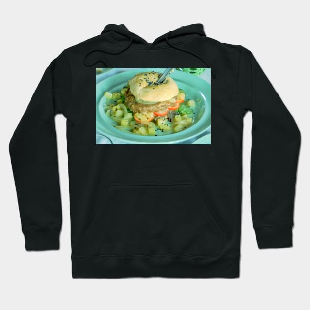 Vegie Burger Hoodie by likbatonboot